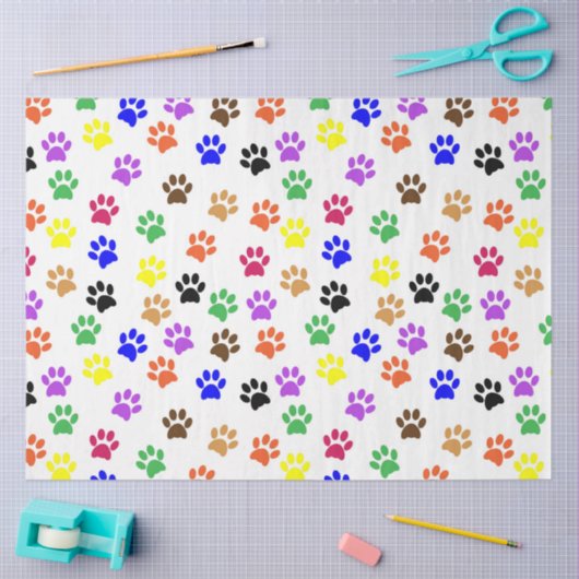 Farbige Paw Print Decoupage Seidenpapier (Basteln)