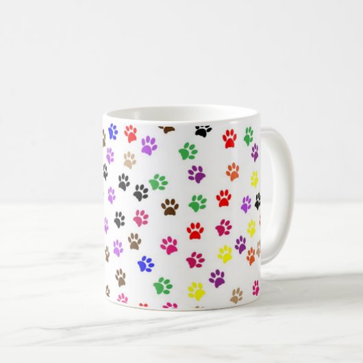 Farbige Paw-Print Kaffeetasse (VorderseiteRechts)