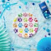 Farbige Paw Print Paper-Teller Pappteller (Party)