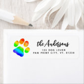 Farbige Paw Print Personalisierte Rücksendeadresse (Insitu)