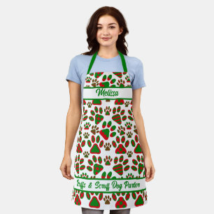 Farbige Paw Print Red Green All-Over-Print-Schürze Schürze