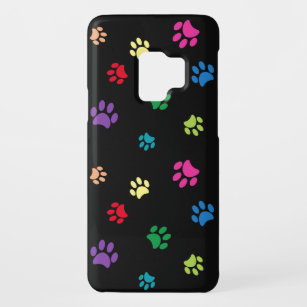 Farbige Paw-Prints auf schwarz Case-Mate Samsung Galaxy S9 Hülle