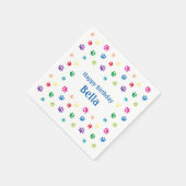 Farbige Paw Prints Blue Custom Pet Geburtstag Serviette (Ecke)