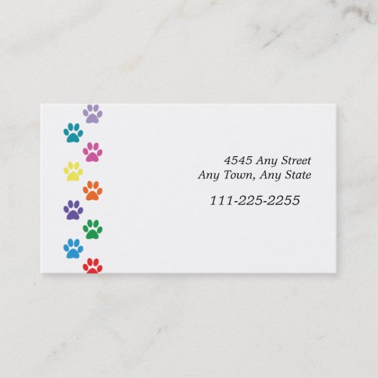 Farbige Paw Prints Border Business Card Visitenkarte (Vorderseite)