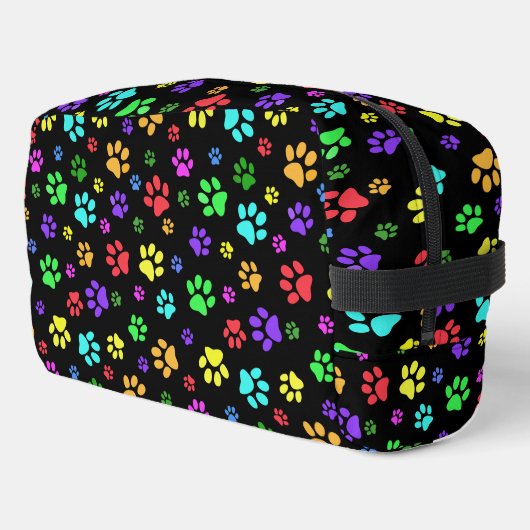 Farbige Paw Prints Design Dopp Kit Tasche (Linke Seite)
