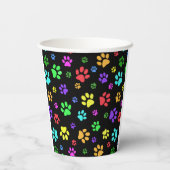 Farbige Paw Prints Design Paper Cup Pappbecher (Rückseite)