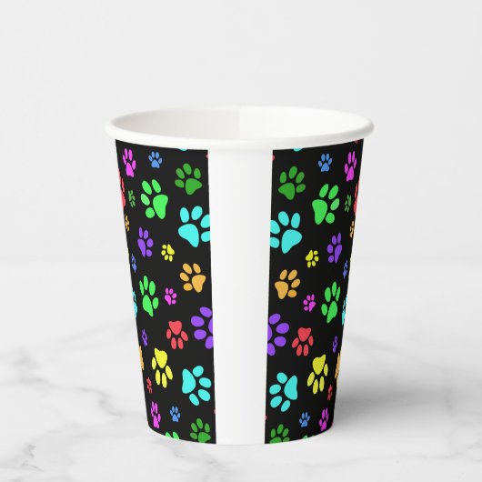 Farbige Paw Prints Design Paper Cup Pappbecher (Links)