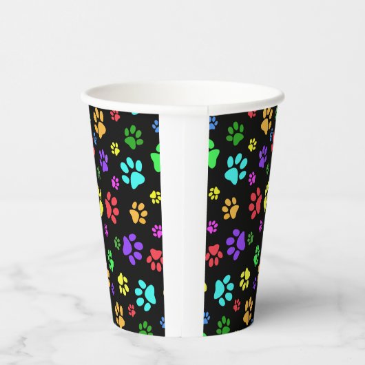 Farbige Paw Prints Design Paper Cup Pappbecher (Rechts)