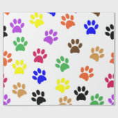 Farbige Paw-Prints Geschenkpapier (Flach)