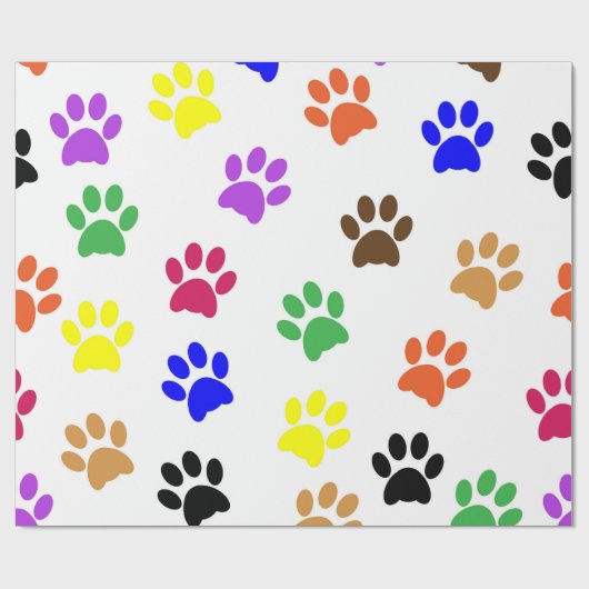 Farbige Paw-Prints Geschenkpapier (Flach)