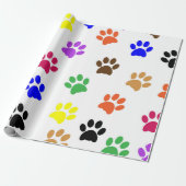 Farbige Paw-Prints Geschenkpapier (Ungerollt)