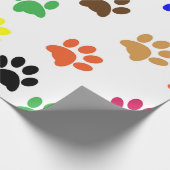 Farbige Paw-Prints Geschenkpapier (Ecke)