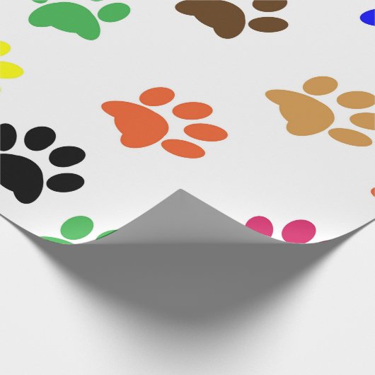 Farbige Paw-Prints Geschenkpapier (Ecke)