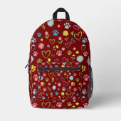 Farbige Paw Prints & Hearts Rucksack Niedlich (Vorderseite)