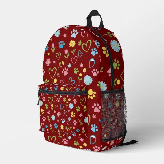 Farbige Paw Prints & Hearts Rucksack Niedlich (Rückseitige Ecke Rechts)