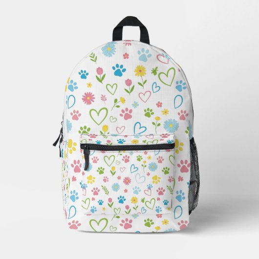 Farbige Paw Prints & Hearts Rucksack Niedlich (Vorderseite)