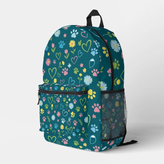 Farbige Paw Prints & Hearts Rucksack Niedlich (Rückseitige Ecke Rechts)