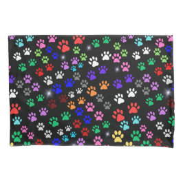 Farbige Paw Prints Kissenbezug