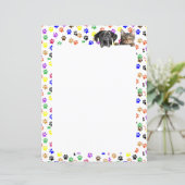 Farbige Paw-Prints mit Hund und Katze 8,5 x 11 (Stehend Vorderseite)