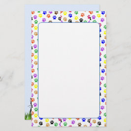 Farbige Paw-Prints mit Hunde- und Katzengeschirr Briefpapier