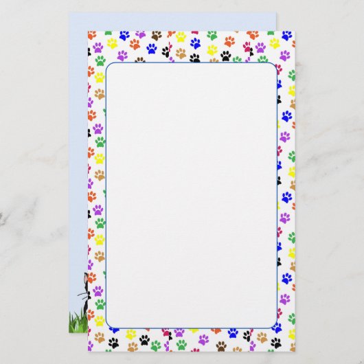 Farbige Paw-Prints mit Hunde- und Katzengeschirr Briefpapier (Vorne/Hinten)