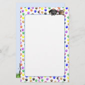Farbige Paw-Prints mit Hunde- und Katzengeschirr Briefpapier (Vorne/Hinten)