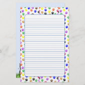 Farbige Paw-Prints mit Hunde- und Katzenverschluss Briefpapier (Vorne/Hinten)