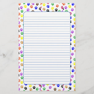 Farbige Paw-Prints mit Hunde- und Katzenverschluss Briefpapier