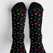 Farbige Paw Prints Muster schwarz Socken (Oben)