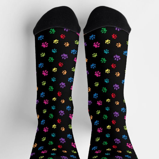 Farbige Paw Prints Muster schwarz Socken (Oben)