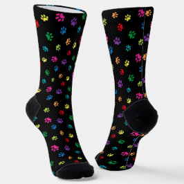 Farbige Paw Prints Muster schwarz Socken