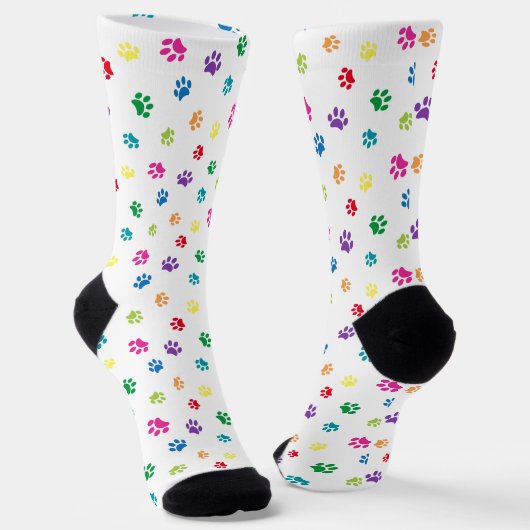 Farbige Paw Prints Muster Socken (Gewinkelt)