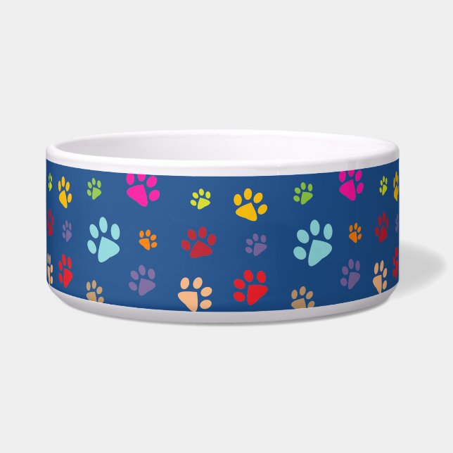 Farbige Paw Prints Pet Bowl Napf (Rechts)