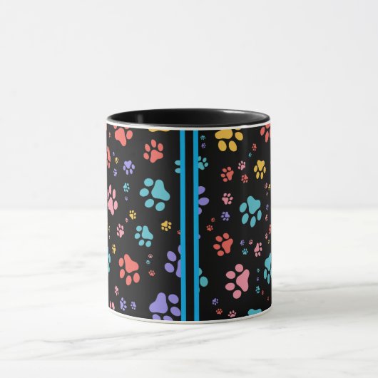 Farbige Paw Prints Tasse (Zentrum)