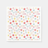 Farbige Paws, Herz und Knochen Doodle Papier Napki Serviette (Vorderseite)