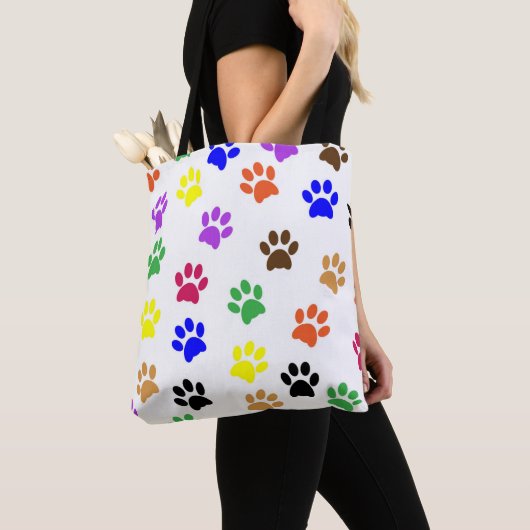 Farbige Paws Muster Hund Lover Animal Lover Katze Tasche (Von Nahem)