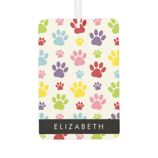 Farbige Paws, Muster, Hundepaws, Ihr Name Autolufterfrischer (Rückseite)