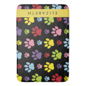 Farbige Paws, Muster, Hundepaws, Ihr Name Badematte (Vorderseite Vertikal)