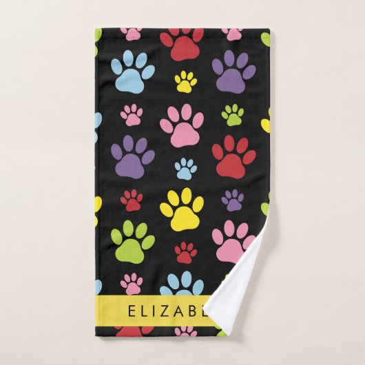 Farbige Paws, Muster, Hundepaws, Ihr Name Badhandtuch Set (Handtuch)