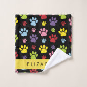 Farbige Paws, Muster, Hundepaws, Ihr Name Badhandtuch Set (Waschlappen)