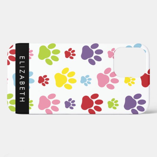 Farbige Paws, Muster, Hundepaws, Ihr Name Case-Mate iPhone Hülle (Rückseite (Horizontal))