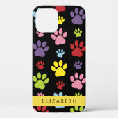 Farbige Paws, Muster, Hundepaws, Ihr Name Case-Mate iPhone Hülle (Rückseite)