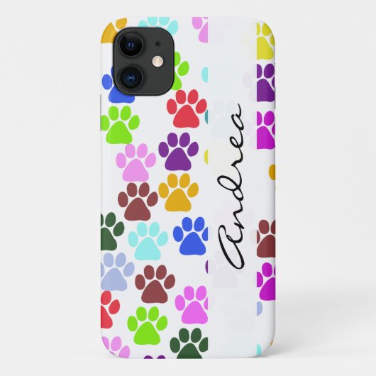 Farbige Paws, Muster, Hundepaws, Ihr Name Case-Mate iPhone Hülle (Rückseite)