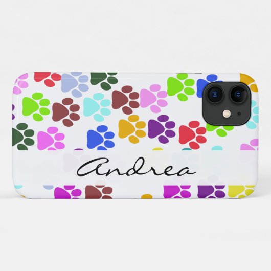 Farbige Paws, Muster, Hundepaws, Ihr Name Case-Mate iPhone Hülle (Rückseite (Horizontal))