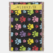 Farbige Paws, Muster, Hundepaws, Ihr Name Decke (Vorderseite Vertikal)