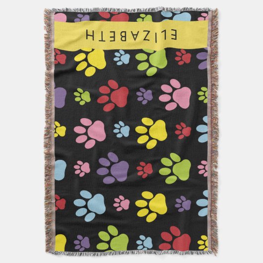Farbige Paws, Muster, Hundepaws, Ihr Name Decke (Vorderseite Vertikal)
