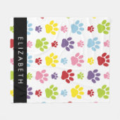 Farbige Paws, Muster, Hundepaws, Ihr Name Fleecedecke (Vorderseite (Horizontal))