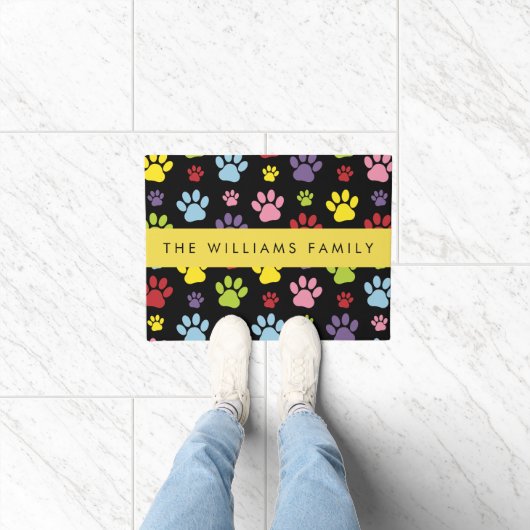 Farbige Paws, Muster, Hundepaws, Ihr Name Fußmatte (Indoor)