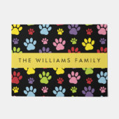 Farbige Paws, Muster, Hundepaws, Ihr Name Fußmatte (Vorderseite)