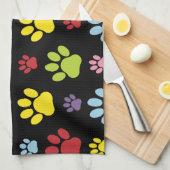 Farbige Paws, Muster, Hundepaws, Ihr Name Geschirrtuch (Viertel Falte)